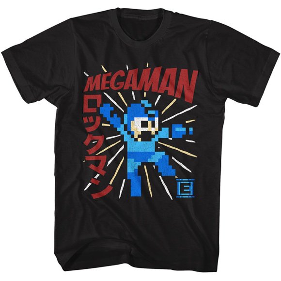 Mega Man Megaman Energy Booster Black Adult T-Shirt