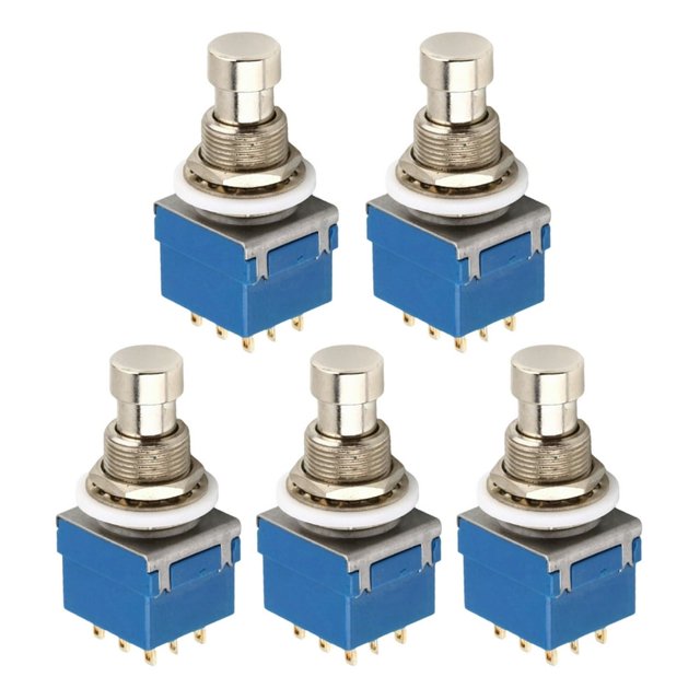 MesaSe 5Pcs 9 Pin Latching Stomps Push Button Foot Switch Guitar Effect Pedal 3PDT Footswitch True Bypass Easy to Use