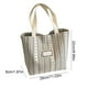 thumbnail image 3 of Bolso de Lona para Mujer, Bolso de Hombro a Rayas, Ligero, Resistente, de Tela, Mochila de Gran Capacidad, Ideal para Ir Al Trabajo, Ir Al Aula, Uso Diario Informal | Beige, Gris y Marrón, 3 of 6