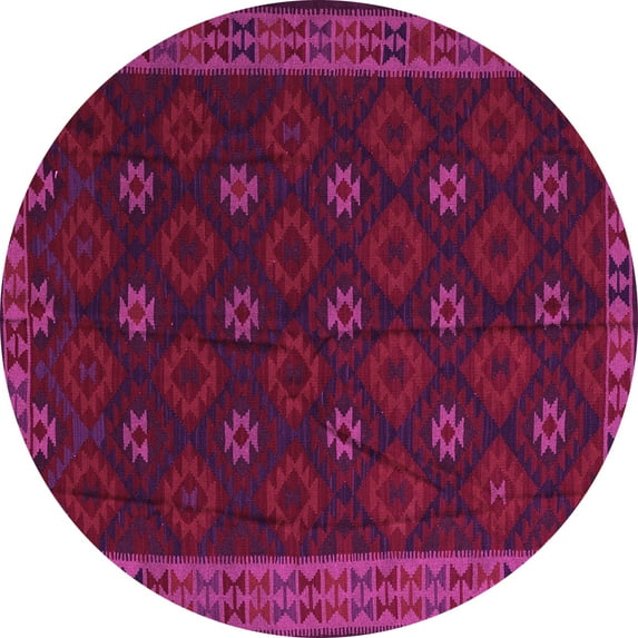 Ahgly Company Indoor Round Southwestern Pink Country Area Rugs, 6' Round