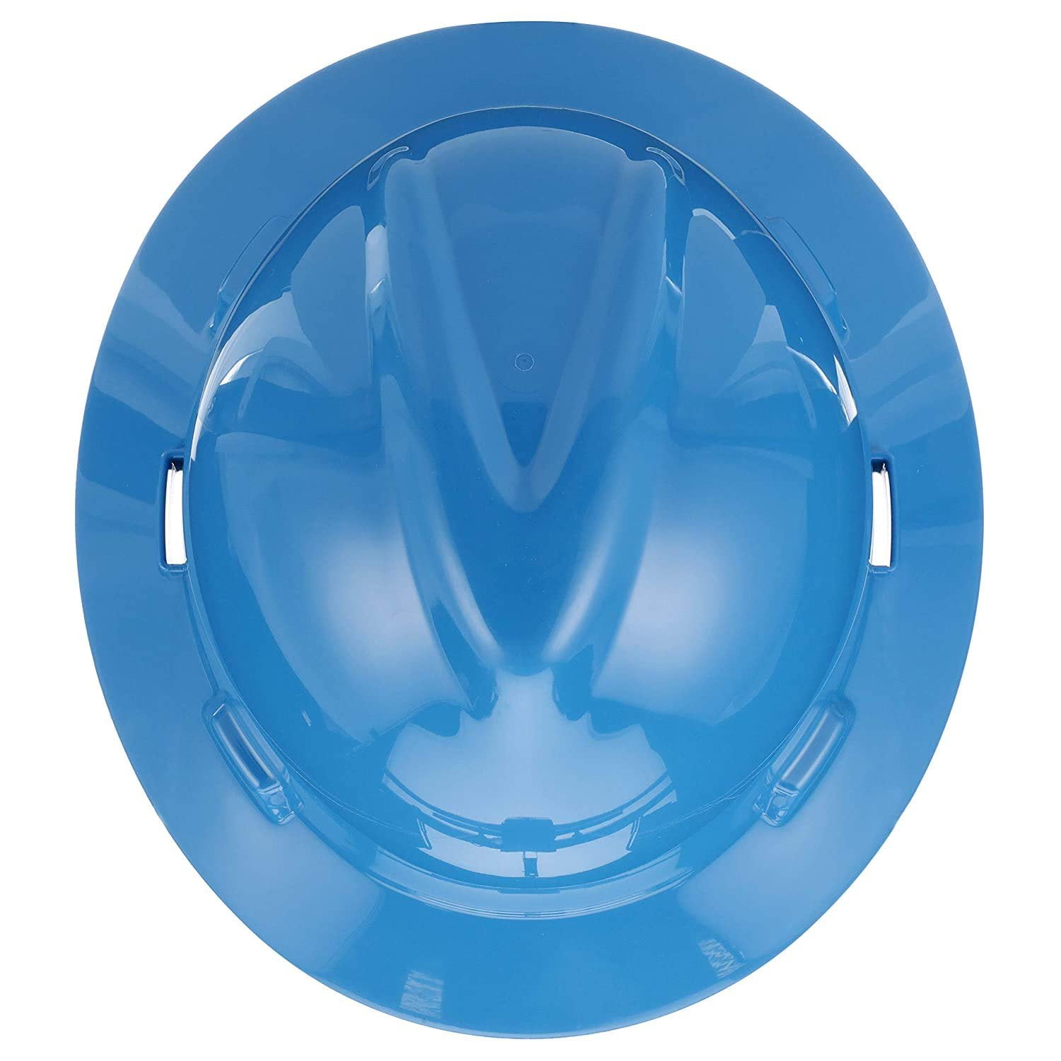 MSA 475368 V-Gard Full-Brim Hard Hat With Fas-Trac III Ratchet Suspension  Polyethylene Shell, Superior Impact Protection, Self Adjusting Crown-Straps - Standard Size in Blue