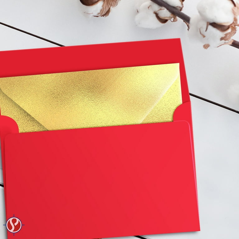 Paper Frenzy A2 Invitation Envelopes Square Flap (4 3/8 x 5 3/4) for Invitations, Notecards, DIY, 100 Pack, Holiday Red