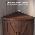 thumbnail image 4 of 64.8" Brown Tall Farmhouse Corner Storage Cabinet, Freestanding Triangle Pantry with Adjustable Shelves for Bathroom, Kitchen & Living Room, 4 of 7