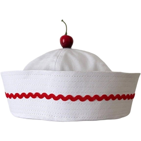 Vjnyvs Sweet Sailor Hat Lovely Cherry Beret Cap Nautical Mariner Party Accessory