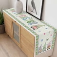 thumbnail image 4 of Easter Table Runner 60 Inches Long Farmhouse Dress Scarves, Spring Gnomes Floral Bunny Eggs Green Lattice Dining Tablerunner for Coffee Table/Kitchen Island/Party Décor, 13" x 60", 4 of 8