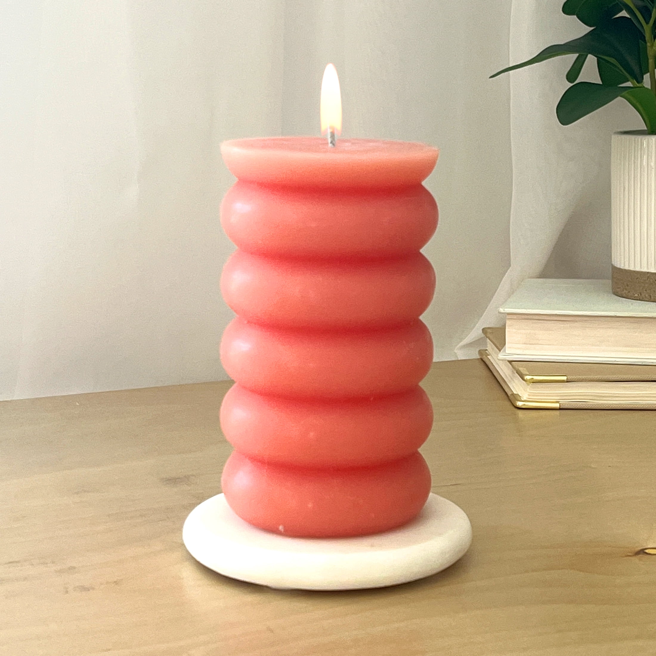 Mainstays Single Wick 3" x 5" Bubble Pillar Candle, Unscented, Pink