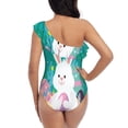 thumbnail image 5 of Uemuo Happy easter Print Women's One Piece Swimsuit Asymmetrical Neck Bathing Suit One Shoulder Side Cutout Ruffle Swimwear-X-Large, 5 of 6