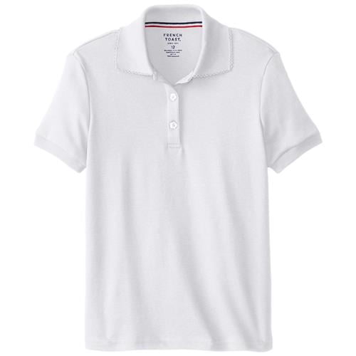 French Toast Girls 2T-4T Short Sleeve Interlock Polo (White - 2T)