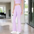 thumbnail image 3 of High Waist Flare Legging Pants with Side Stripes- Large, Purple, 3 of 6