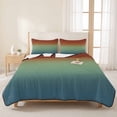 thumbnail image 3 of Full Quilt Set 78''x90'', Burnt Orange Teal Ombre Lightweight Bedspread Coverlet Set with 2 Pillow Shams, Modern Abstract Art Breathable All Season Quilt Bedding for Bedroom/Guest Room, 3 of 9