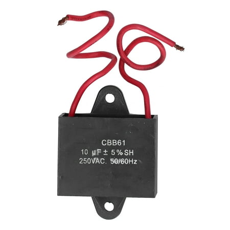 

2Pcs Capacitor Celiling Fan Starting Capacitors with 14cm Lead Wire 10UF 250VAC 50/60Hz CBB61