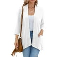 thumbnail image 5 of HOWCOME Cardigans for Women, Casual Lightweight, 3/4 Sleeve Open Front Cardigan Sweaters,Female, Large, White, 5 of 9
