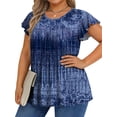 thumbnail image 3 of Fantaslook Womens Blouses Dressy Casual Pleated Tunic Tops Floral Ruffle Sleeve Summer Shirts, 3 of 9
