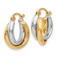thumbnail image 2 of 14k Two Tone Gold Hinged Hoop Earrings, 2 of 7