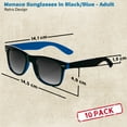 thumbnail image 5 of Monaco Sunglasses Set of 10, Bulk Pack - Reusable, Perfect for Party, Beach, Pool, Outdoor Events - Black Blue, 5 of 8