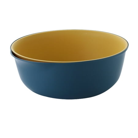 

1PC Double-layer Washing Basket Portable Plastic Draining Basket Stylish Fruit Vegetable Basket Kitchen Fruit Storage Basket for Home Use Round Shape Style Dark Blue+Yellow