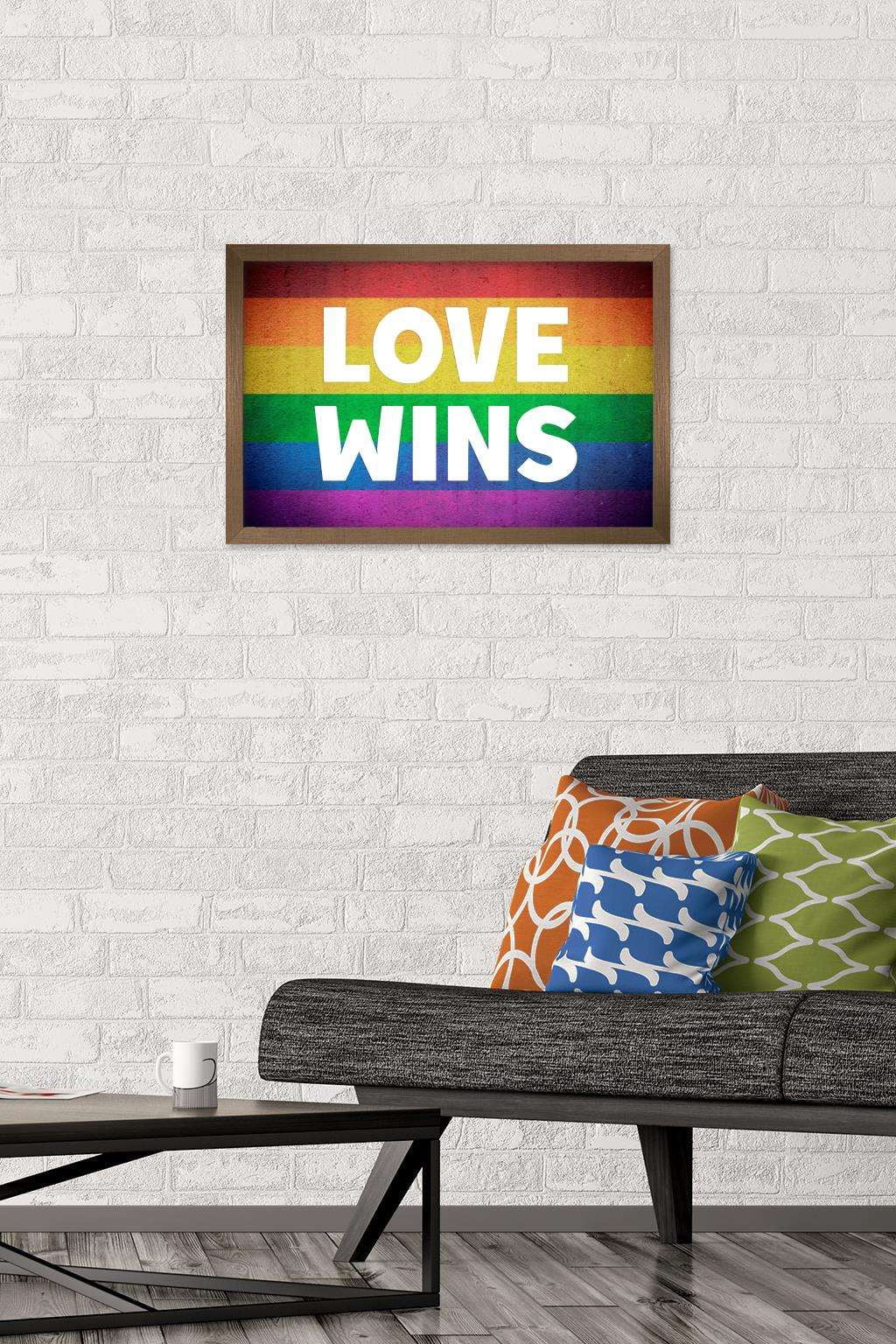 Love Wins Wall Poster, 14.725" x 22.375", Framed