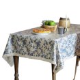 thumbnail image 1 of Mantel rectangular pastoral Mantel de tela de lino – Mantel lavable a prueba de polvo resistente a las arrugas para restaurante, picnic, comedor interior y exterior, floral (azul oscuro-150*260cm) Shuxiu Wang 9024719204727, 1 of 5