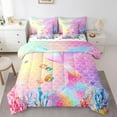 thumbnail image 1 of Erosebridal Kawaii Merimaid Bedding Sets Queen Size, Starfish Jellyfish Comforter Sets with Sheets, Fish Scale Decor, Reversible, 1 of 5