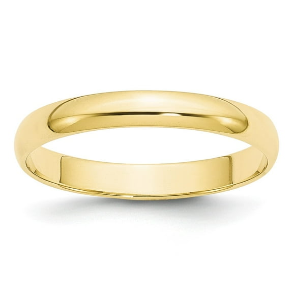 10k Yellow Gold 3mm Lightweight Half Round Wedding Band Size 10