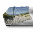 thumbnail image 2 of Ocean Soft Flannel Fleece Throw Blanket, Path to the Ocean Sky Sandy Seaside Shore Getaway Relaxing Summertime, Cozy Plush for Indoor and Outdoor Use, 60" x 80", Sand Brown Sky Blue, by Ambesonne, 2 of 5