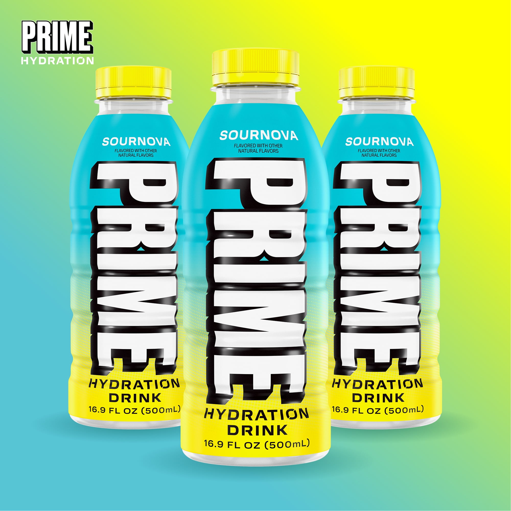 Prime Hydration Sports Drink, Sournova, 16.9 fl oz, 12 Pack, Bottles