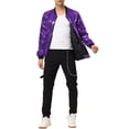 thumbnail image 2 of INSPIRE CHIC Men's Jackets Long Sleeve Zipper Glitter Bomber Jacket Coats 2XL Purple, 2 of 6