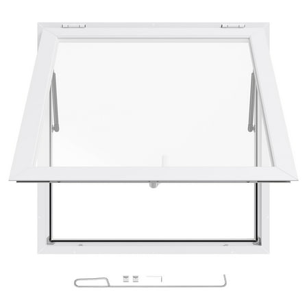 KFFKFF Concession Window 36x36 in, Aluminum Alloy Frame Service Window for Food Trucks, 85-Degree Opening with Awning Door and Drag Hook, Water-Resistant Design for Mobile Trailers