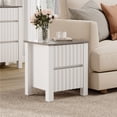 thumbnail image 3 of WAMPAT 2 Pack Modern End Table with Charging Station, White Wood Sofa Table with Outlet&USB Ports, Farmhouse Nightstand Bedside Table with 2 Storage Drawers for Living Room, Bedroomoom, 3 of 8