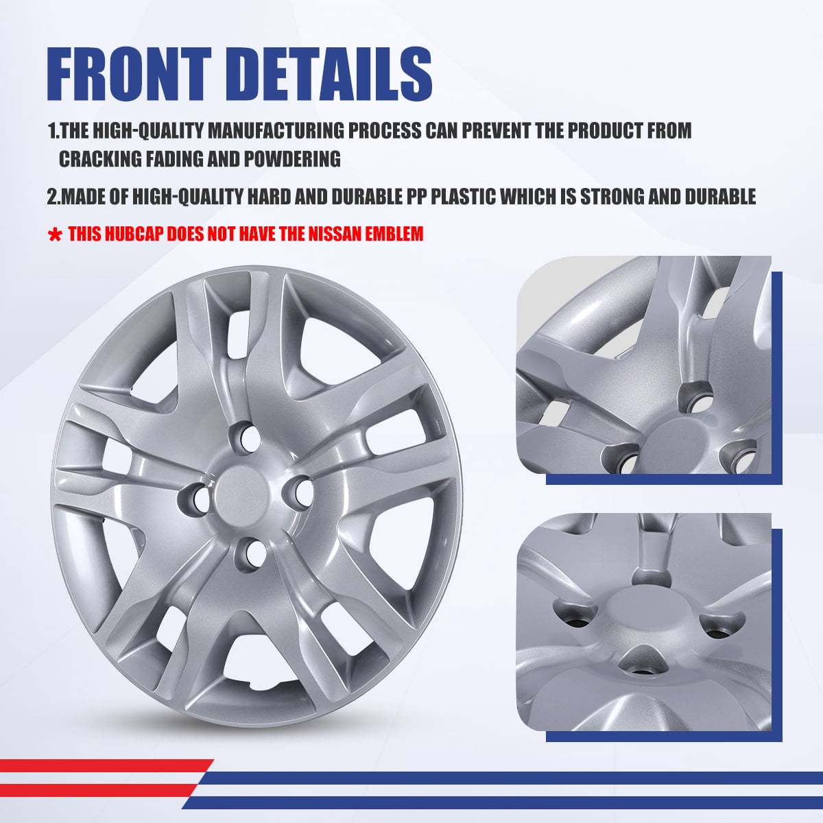 16 inch Set of 4 Hubcaps Wheel Rim Covers 2007 2008 2009 2010 2011 2012 Nissan Sentra,Bolt on Installation,Lacquer