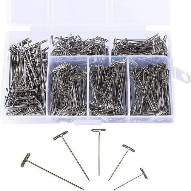 450 Pieces Nickel Plated Steel T-Pins Assorted Size 1 Inch 1-1/4 Inch 1-1/2 Inch 1-3/4 Inch 2 Inch