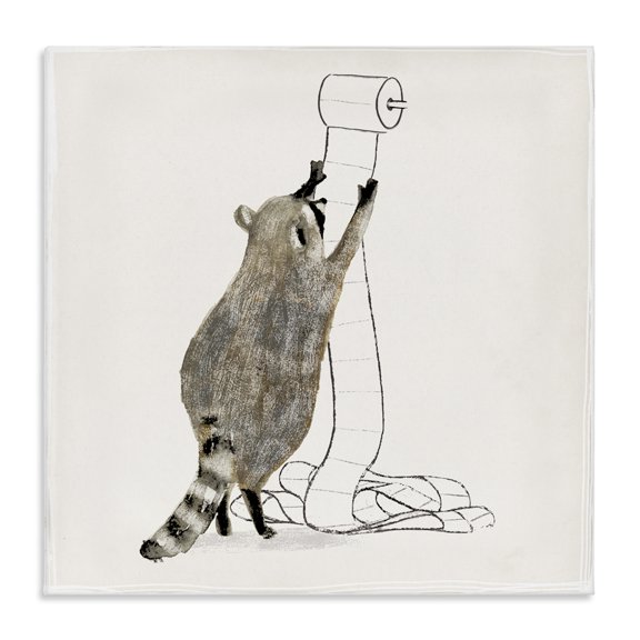 Stupell Industries Cottage Raccoon Toilet Paper Hoarder Canvas Art, 17 x 17, by Victoria Barnes
