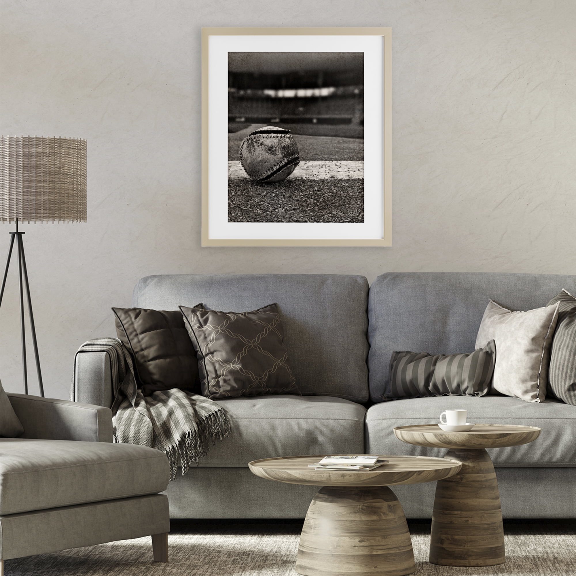 Stupell Industries Vintage Sports Weathered Baseball Birch Framed Print Under Glass, design by Marcus Prime