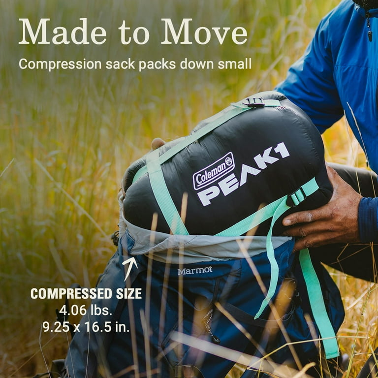 Coleman PEAK1™ 0°F Mummy Down Sleeping Bag - Long - Walmart.com