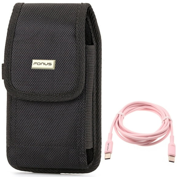 Case Belt Clip w Pink 6ft Long Cable for Samsung Galaxy A73 5G,A53 5G,A33 5G,A13 5G,A03s Phones - Rugged Holster Canvas Cover, USB-C to Type-C PD Fast Charger Cord Power