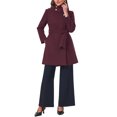 thumbnail image 2 of INSPIRE CHIC Women's Single Breasted Pea Coat Long Sleeve Winter Warm Coats Stand Collar Belted Overcoat Work Office Outerwear M Purple, 2 of 6