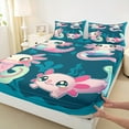 thumbnail image 3 of Feelyou Girly Pink Axolotl Full Size Sheets, Cartoon Ocean Coral Bed Sheets, Kawaii Sealife Animal Sheet Sets, Microfiber Bedroom Decor, 4pcs, 3 of 7