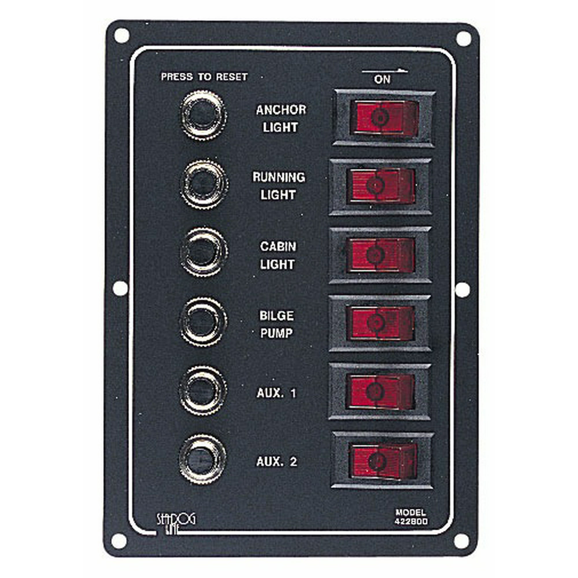 Sea Dog Switch Panel 422800-1 Rocker Switch Panel; Black; Anodized