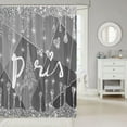 thumbnail image 2 of Paris Bathroom Shower Curtain Set Glitter (No Glitter No Sequin) Diamond Eiffel Tower Shower Curtain for Silver Grey Valentines Gift Bath Curtain 72"x72", 2 of 6