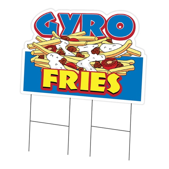 SignMission C-DC-2436-Gyro Fries19 24 x 36 in. Yard Sign & Stake - Gyro Fries