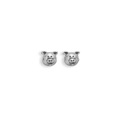 Piggy Earrings - Piggy Pig Face Stud Earrings Sterling Silver
