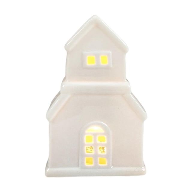 Estatua de casa en miniatura navideña Strade Fareast Limited cerámica con luz Estilo C