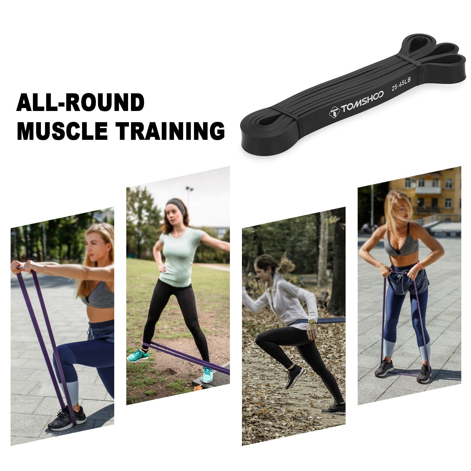 TOMSHOO Resistance Loop Band for Powerlifting with Carry Bag
