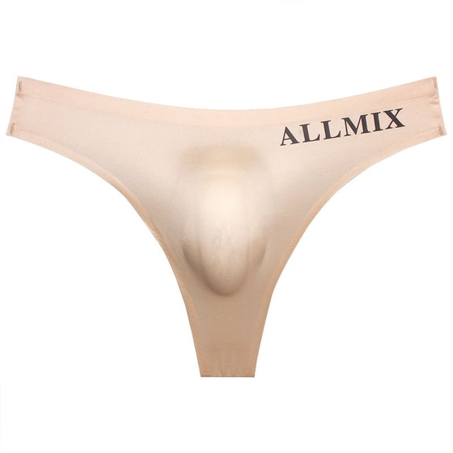 Tanga sexy de cintura baja para hombre, con letras deportivas, finas, transparentes, que muestran la cadera, de seda helada, sin costuras, de triángulo