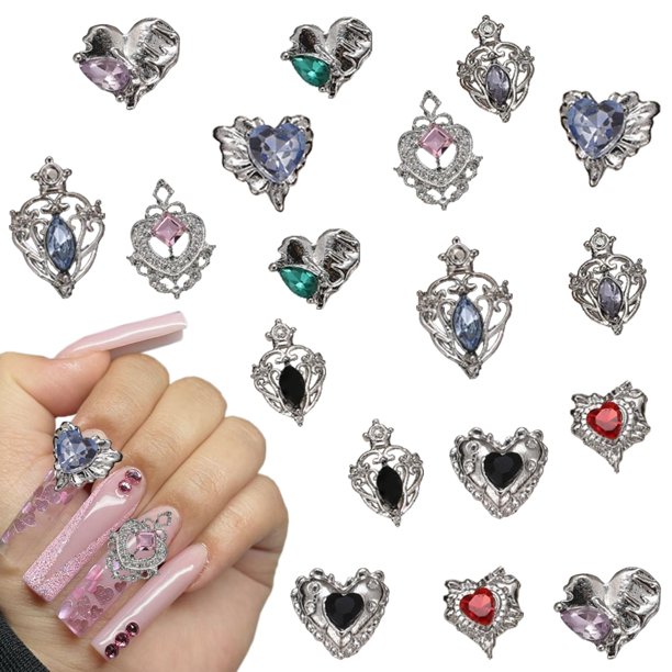 Colgantes para uñas GUAACCB, 18 unidades, con forma de corazón en 3D, para decoración de uñas