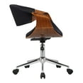 thumbnail image 4 of Armen Living Geneva Mid-Century Office Chair in Chrome finish with Black Faux Leather and Walnut Veneer Arms, 4 of 7