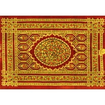 Ahgly Company Machine Washable Indoor Rectangle Medallion Yellow Traditional Area Rugs, 5' x 7'