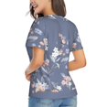 thumbnail image 3 of Vsdgher Watercolor Flowers Butterfly Women Shirts V Neck Short Sleeve Tops T-Shirt Basic Tees, S to 3XLXX-Large, 3 of 5