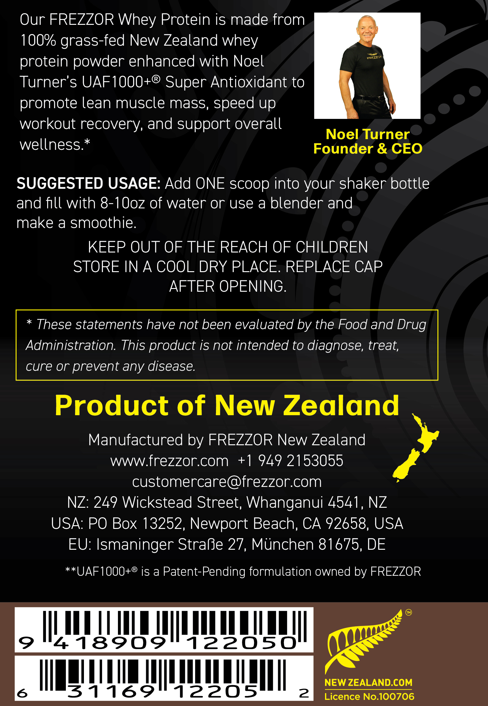 FREZZOR 100% Grass-Fed Whey Protein Shake, New Zealand, Chocolate Cacao, Keto Friendly, 24 Superfoods, 29g Protein, 22g BCAAs, GMO-Free, rBGH-Free, No Added Sugar, No Preservatives, 2 Count