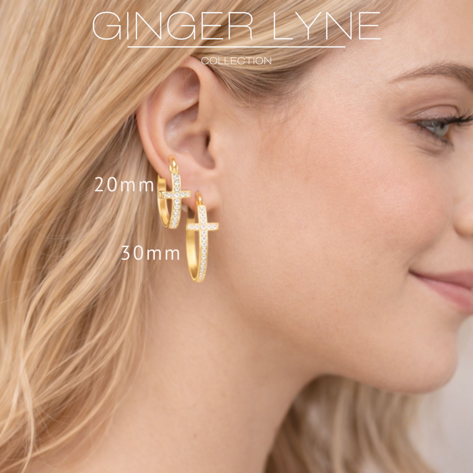 Cross Hoop Earrings for Women Cubic Zirconia Ginger Lyne Collection